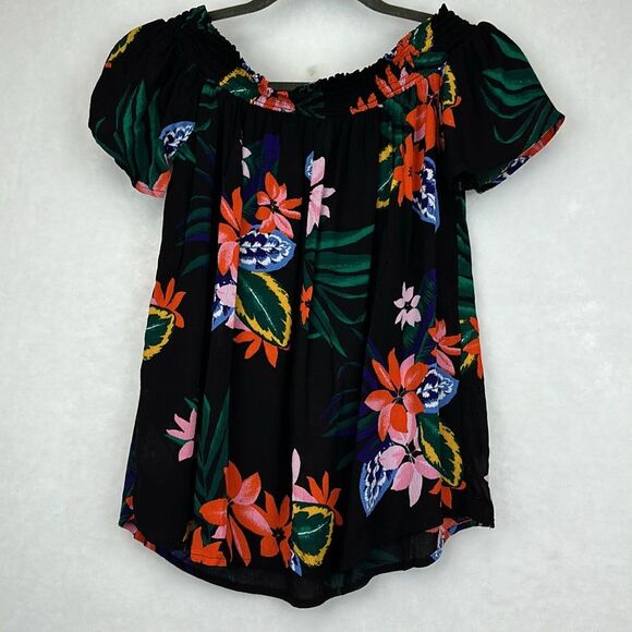 Old Navy Floral Print Smocked off shoulder top Size Small Off Shoulder - Picture 6 of 8